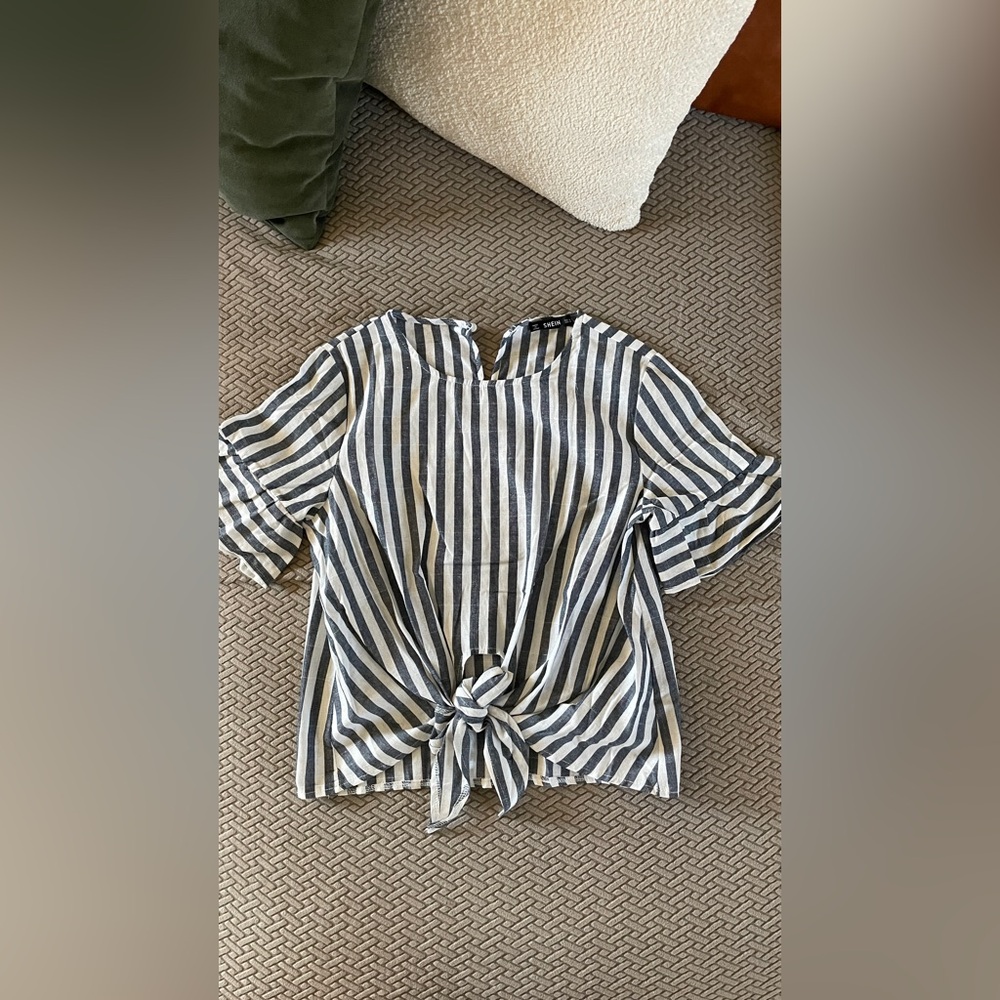 Nautical Inspired Blouse w/ Bell Sleeves
